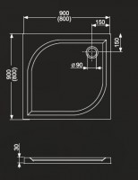 Roltechnik sprchová vanička ALOHA-M 900 x 900 x 30 mm čtvercová bílá litý mramor 8000154